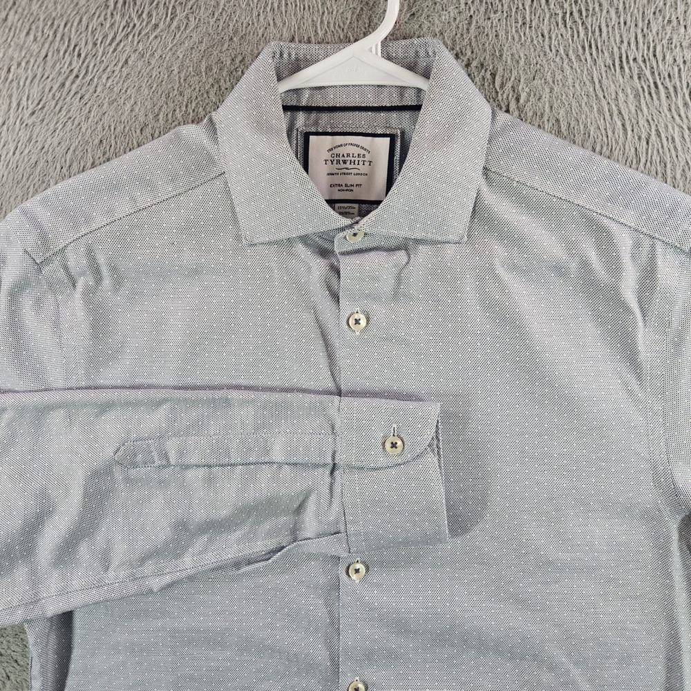 Charles Tyrwhitt Extra Slim Fit Non-Iron Dress Shirt Blue White 15.5/35 39/89cm